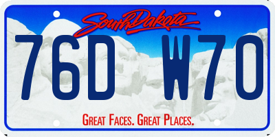 SD license plate 76DW70