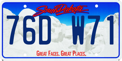 SD license plate 76DW71