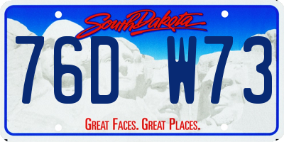 SD license plate 76DW73