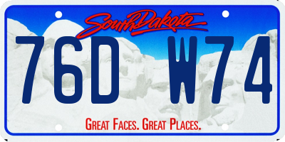 SD license plate 76DW74