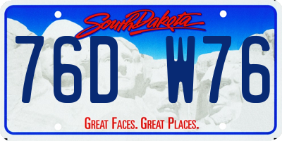 SD license plate 76DW76
