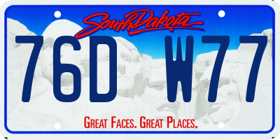 SD license plate 76DW77