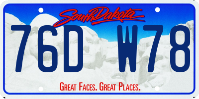 SD license plate 76DW78
