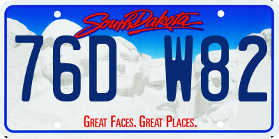 SD license plate 76DW82