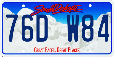 SD license plate 76DW84