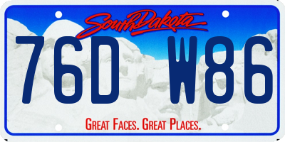 SD license plate 76DW86