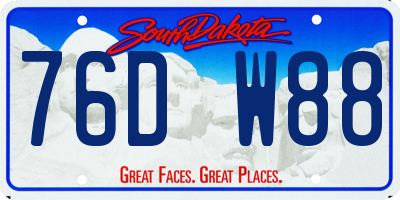 SD license plate 76DW88
