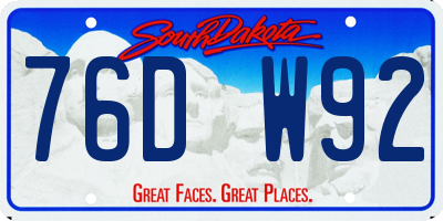 SD license plate 76DW92