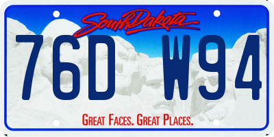 SD license plate 76DW94