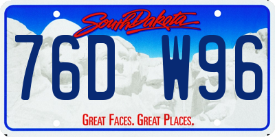 SD license plate 76DW96