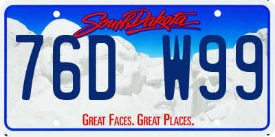 SD license plate 76DW99