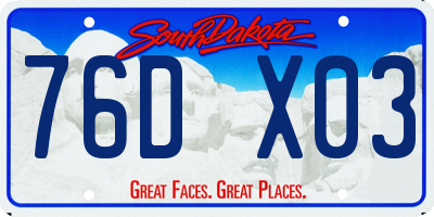 SD license plate 76DX03