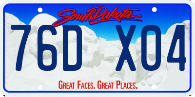 SD license plate 76DX04