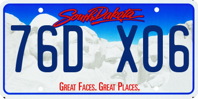 SD license plate 76DX06