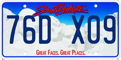 SD license plate 76DX09
