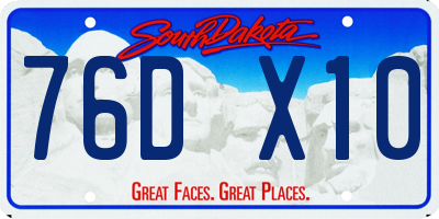SD license plate 76DX10