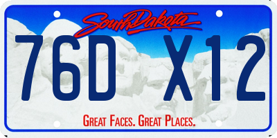 SD license plate 76DX12