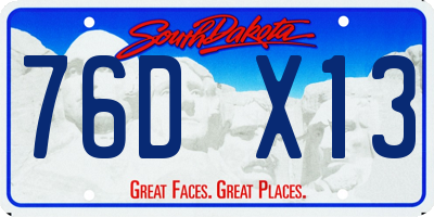 SD license plate 76DX13