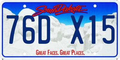 SD license plate 76DX15