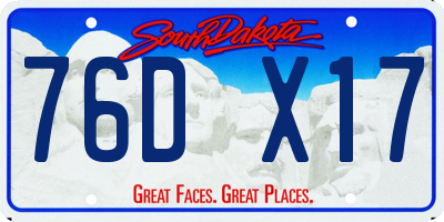 SD license plate 76DX17