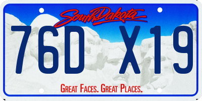 SD license plate 76DX19
