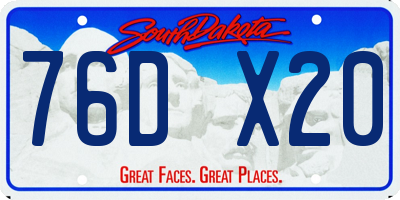 SD license plate 76DX20