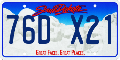 SD license plate 76DX21