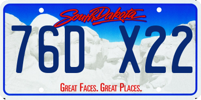 SD license plate 76DX22