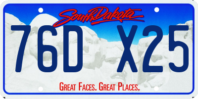 SD license plate 76DX25