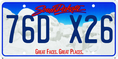 SD license plate 76DX26