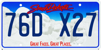 SD license plate 76DX27