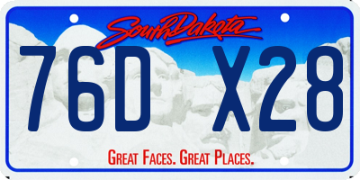 SD license plate 76DX28