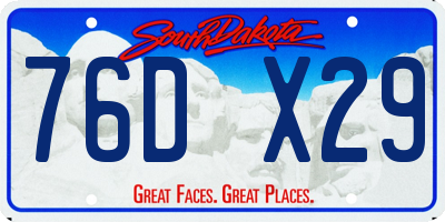 SD license plate 76DX29