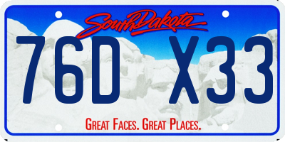 SD license plate 76DX33