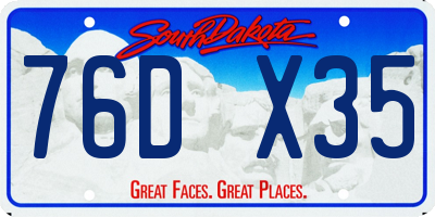 SD license plate 76DX35