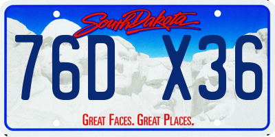 SD license plate 76DX36
