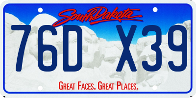 SD license plate 76DX39