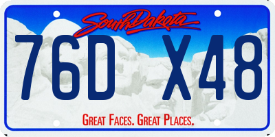 SD license plate 76DX48