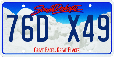 SD license plate 76DX49