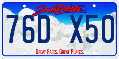SD license plate 76DX50