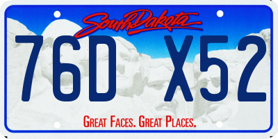 SD license plate 76DX52