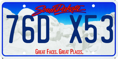 SD license plate 76DX53