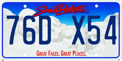 SD license plate 76DX54