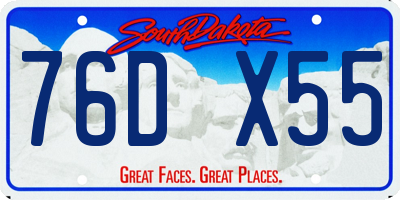 SD license plate 76DX55
