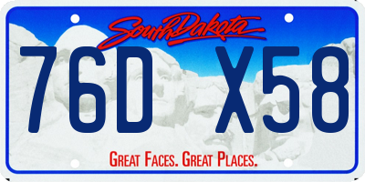 SD license plate 76DX58