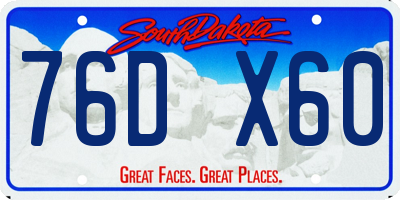 SD license plate 76DX60