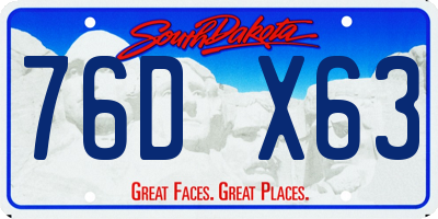 SD license plate 76DX63