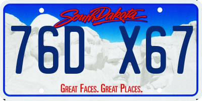 SD license plate 76DX67
