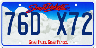 SD license plate 76DX72