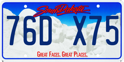 SD license plate 76DX75